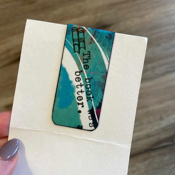 "The Book is Always Better" Blue & Green Magnetic Bookmark - Picture 1 of 4